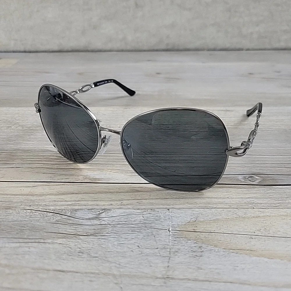 BVLGARI Gunmetal‎ Grey Ellipse Crystal Sunglasses BV 6025-B 103/87